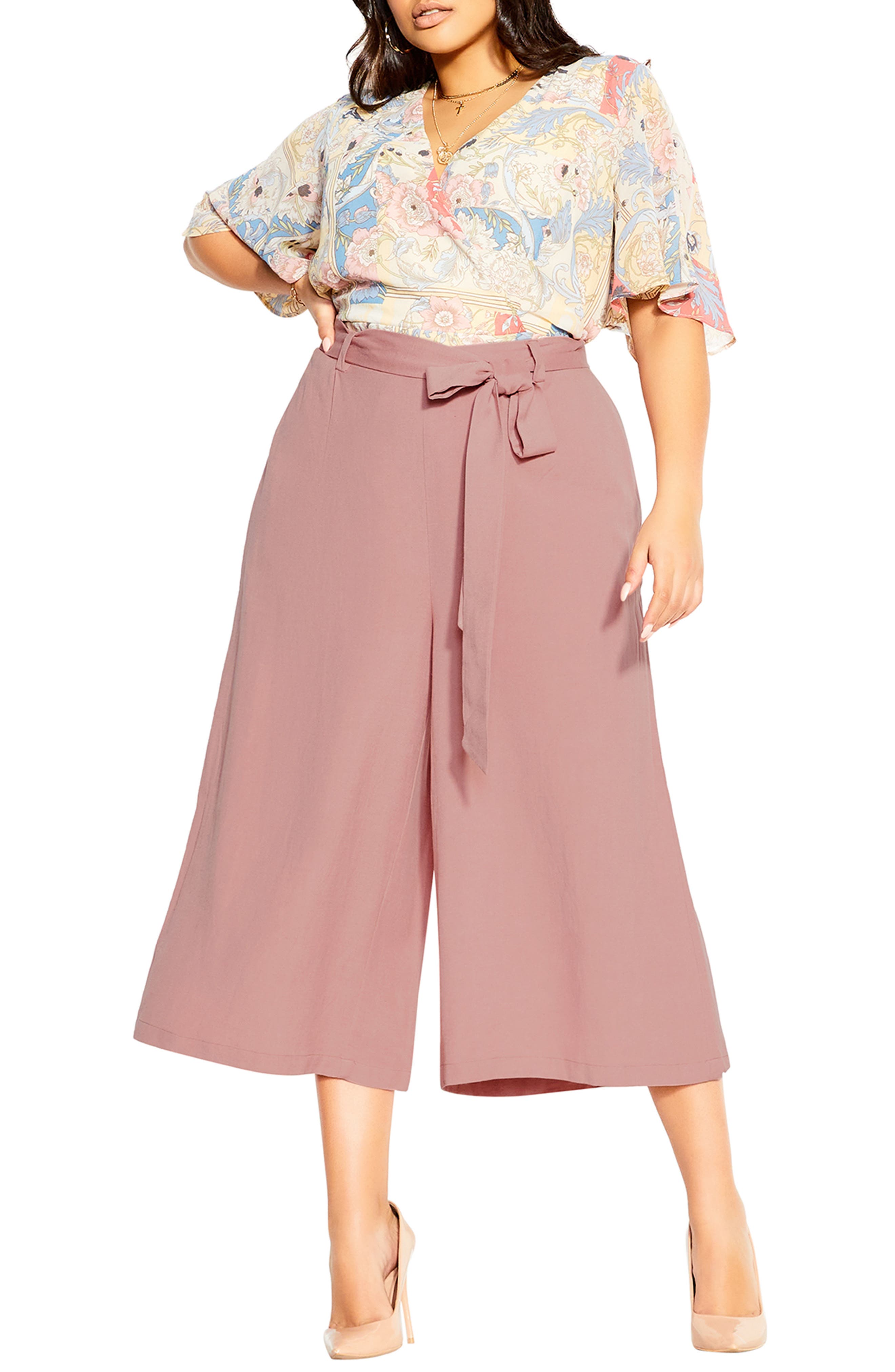 City Chic Nouveau Tie Crop Wide Leg 