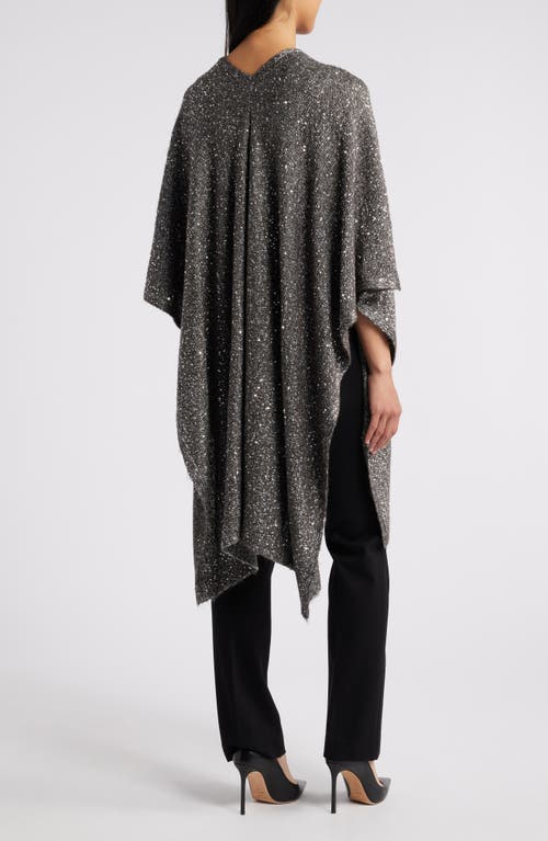 Shop Anne Klein Sequin Cardigan In Dark Heather Grey/silver