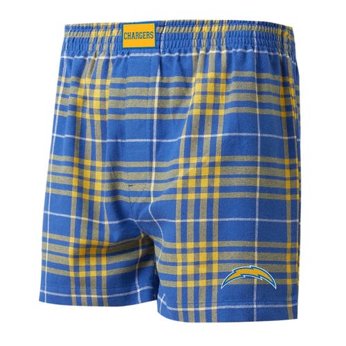 Men's Concepts Sport Powder Blue/Gold Los Angeles Chargers Concord Flannel Boxers