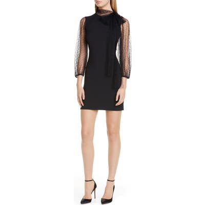 Red Valentino Dot Tulle Tie Neck Minidress, US / 46 IT - Black