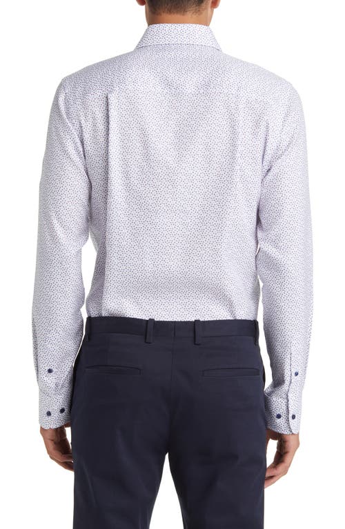 David Donahue Trim Fit Tossed Square Print Dress Shirt In White/merlot