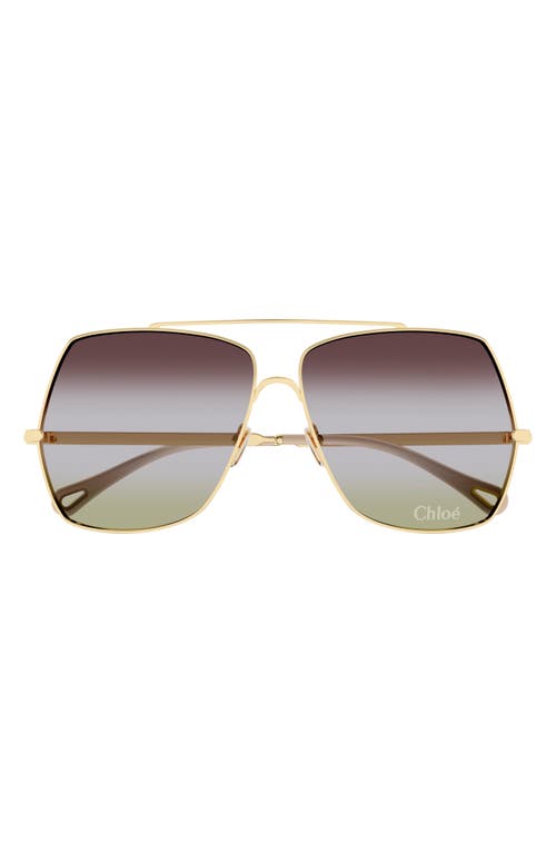 Shop Chloé 62mm Gradient Square Sunglasses In Gold 2