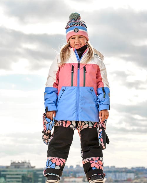 Shop Deux Par Deux Girl's Two Piece Technical Snowsuit Colorblock Printed Retro Flowers