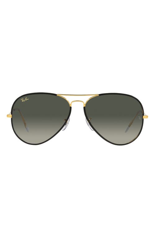 Ray-Ban Aviator Full Color 58mm Sunglasses in Black/Gold/Grey Gradient at Nordstrom