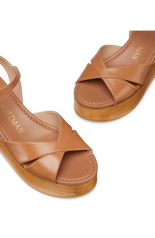 Stuart Weitzman Carmen Midi Wedge Sandal In Tan/sand