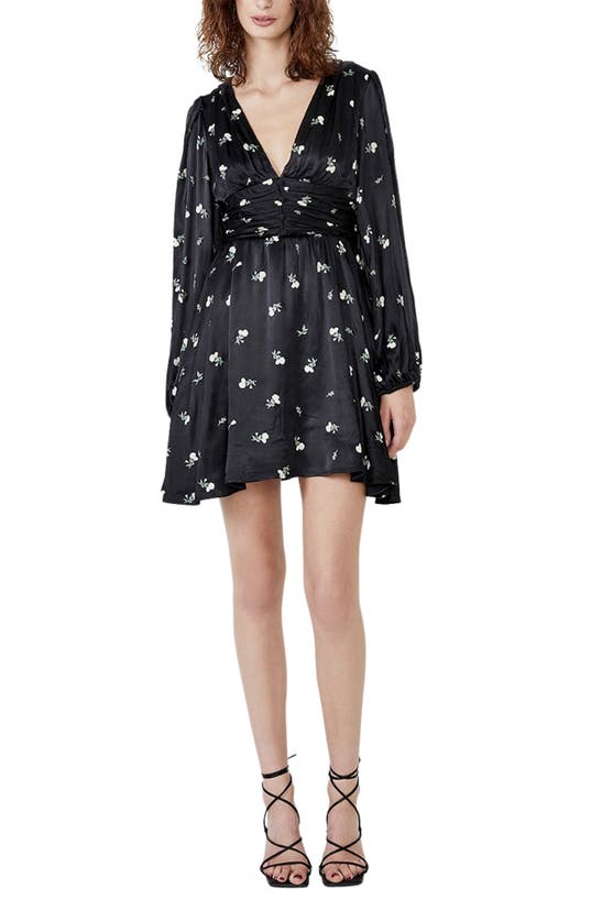 Shop Bardot Celia Floral Print Long Sleeve Minidress In Black Floral