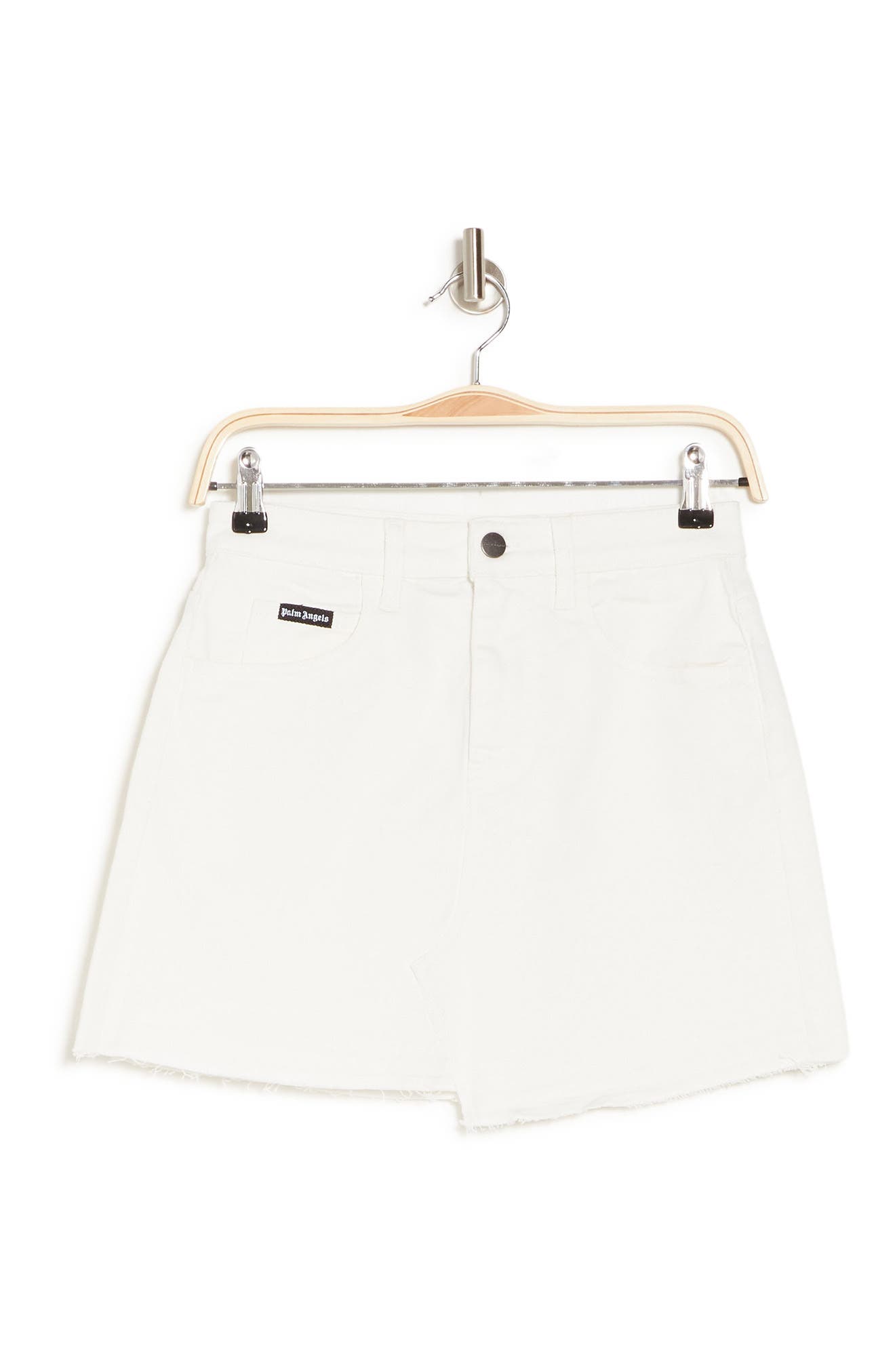 Palm Angels Arch Logo Denim Skirt In White White