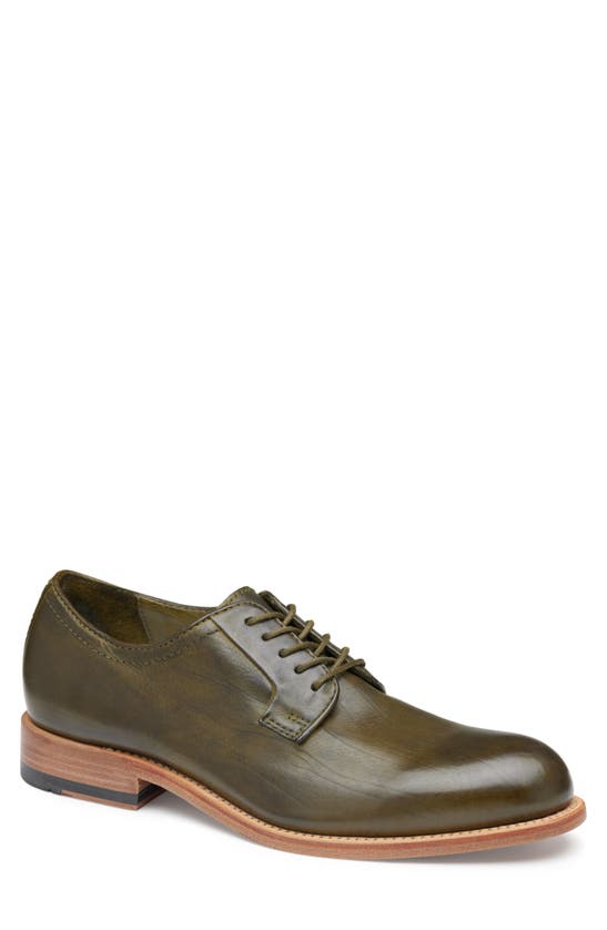 Johnston & Murphy Collection Dudley Plain Toe Derby In Olive Dip-dyed Calfskin