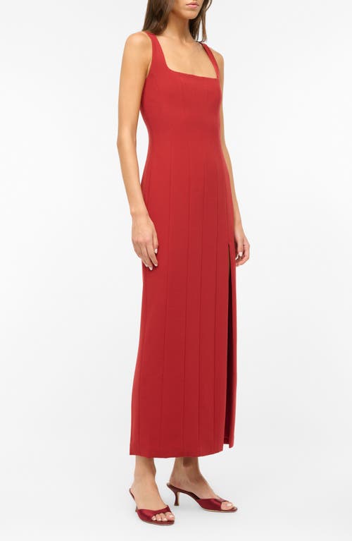 Shop Staud Portrait Square Neck Dress In Rouge