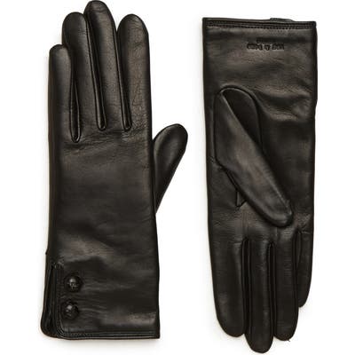 Rag & Bone Snap Leather Gloves, Black