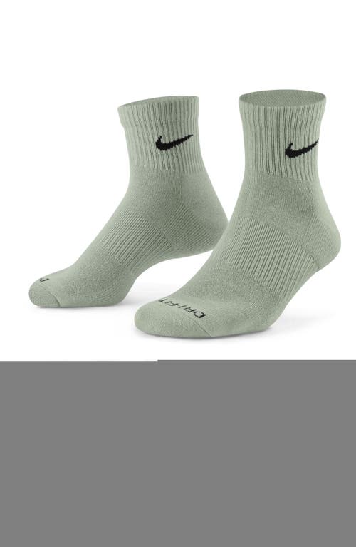 Shop Nike Dri-fit Everyday Plus 3-pack Cushioned Training Ankle Socks In Green/beige Multi