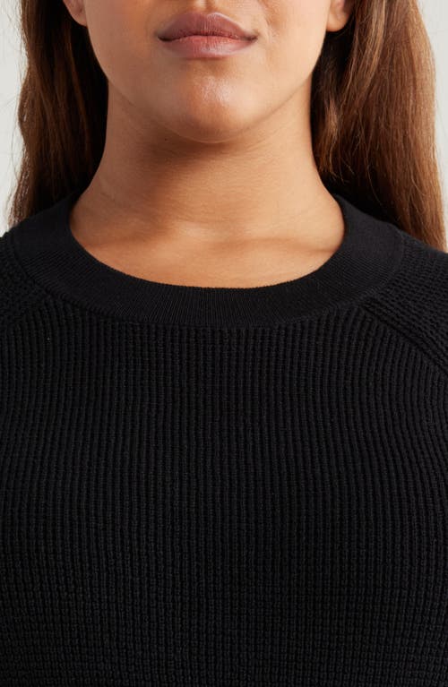 Shop Treasure & Bond Cotton Thermal Stitch Sweater In Black