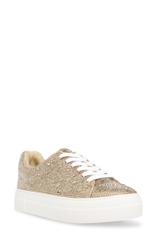 Betsey Johnson Sidny Crystal Pavé Platform Sneaker in Light Gold at Nordstrom, Size 10