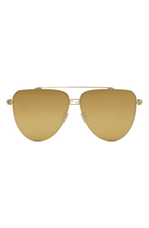 'Fendi Baguette 59mm Pilot Sunglasses in Shiny Endura Gold /Roviex at Nordstrom