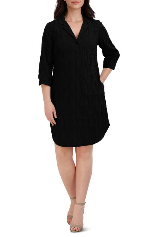 Sloane Crinkle Popover Shirtdress in Black