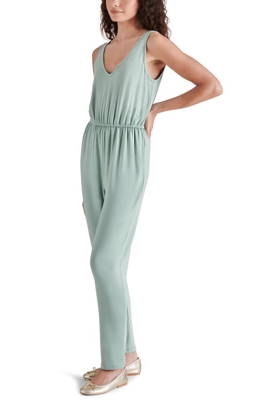 Shop Steve Madden Sleeveless French Terry Jumpsuit In Misty Jade