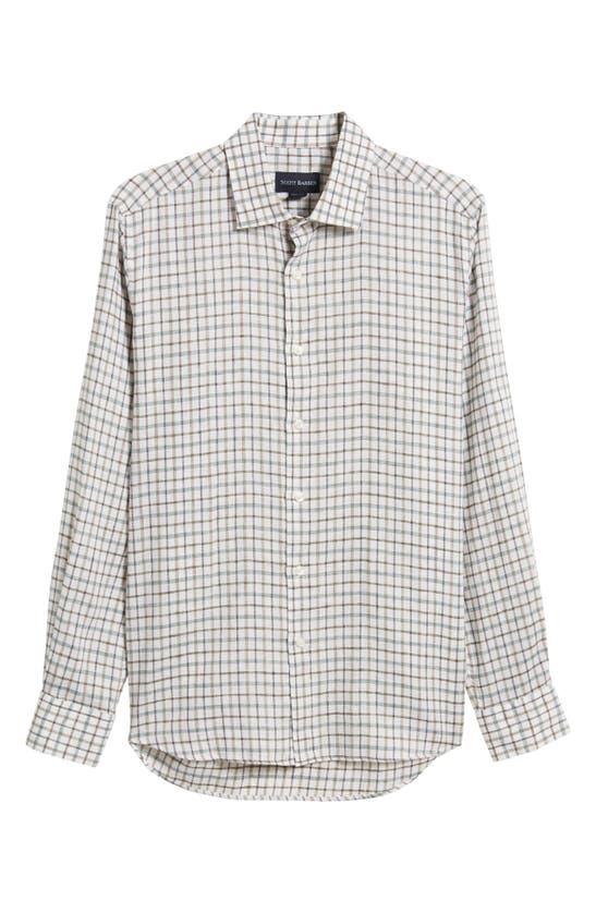 Shop Scott Barber Tattersall Check Linen Twill Button-up Shirt In Sage