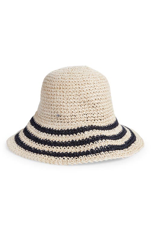 Kate Spade New York stripe crushable straw cloche hat in Natural at Nordstrom