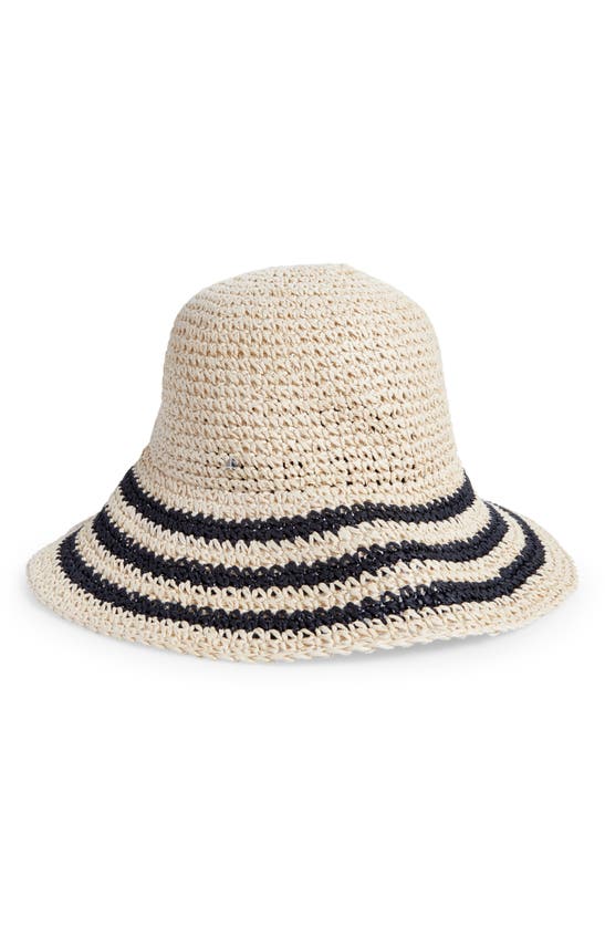 Shop Kate Spade Stripe Crushable Straw Cloche Hat In Natural