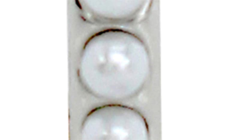 Shop Allsaints Imitation Pearl Hoop Earrings In White/ Rhodium