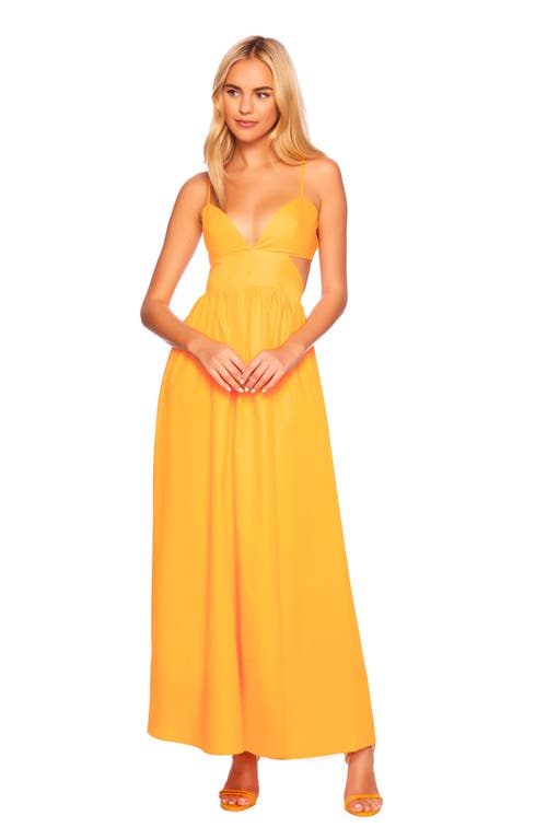 Shop Susana Monaco Cutout Cotton Poplin Maxi Sundress In Zinnia