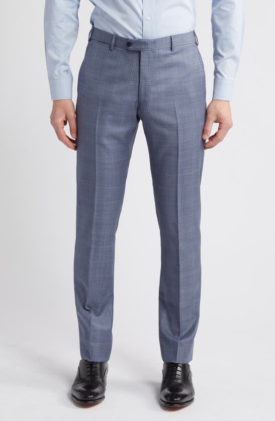 Shop Emporio Armani G-line Plaid Virgin Wool Suit In Solid Medium Blue