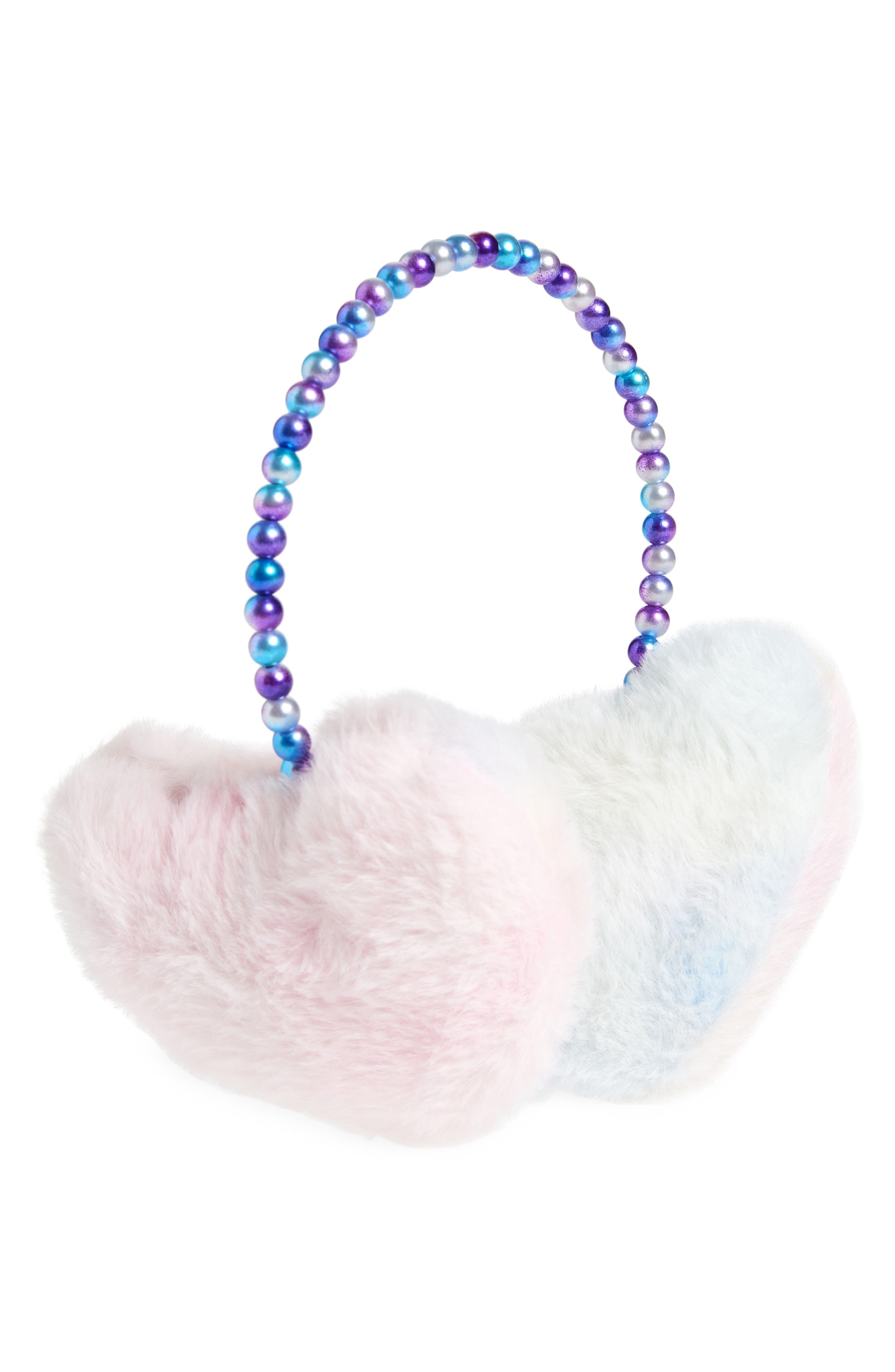 Ruby & Ry Kids' Heart Faux Pearl Faux Fur Ear Muffs in Pink 