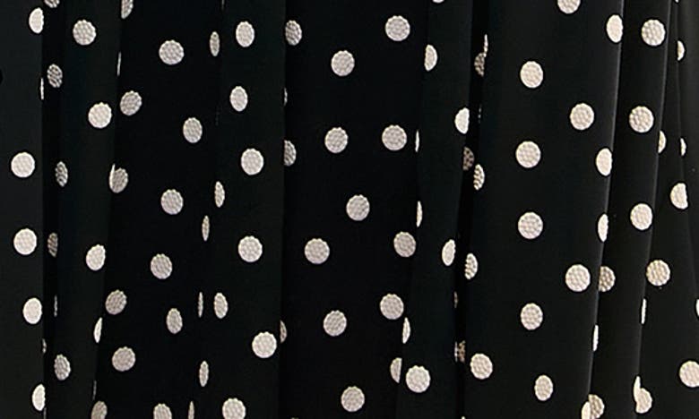 Nina Leonard Boat Neck Midi Dress In Black/white Dot