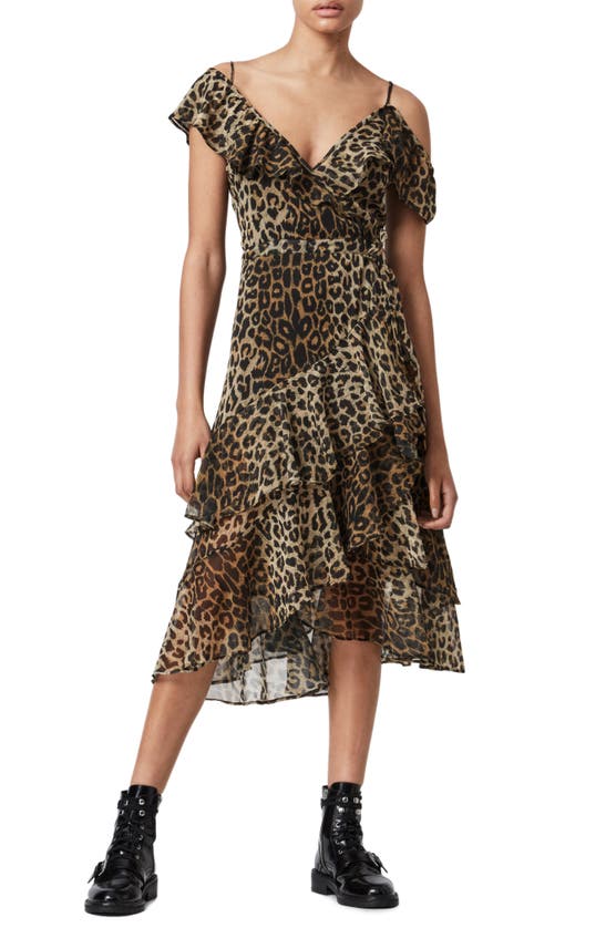 ALLSAINTS KARI LEPPO TIE WAIST MIDI DRESS,WD292U