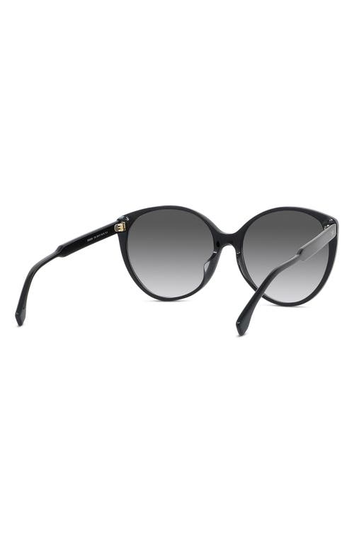 Shop Fendi ' Fine 59mm Round Sunglasses In Shiny Black/gradient Smoke