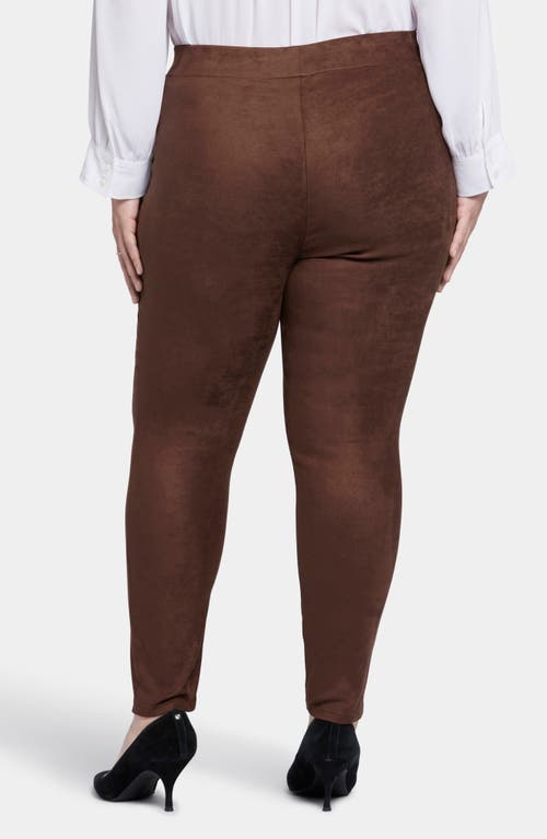 Shop Nydj Suede Leggings In Dark Chocolate