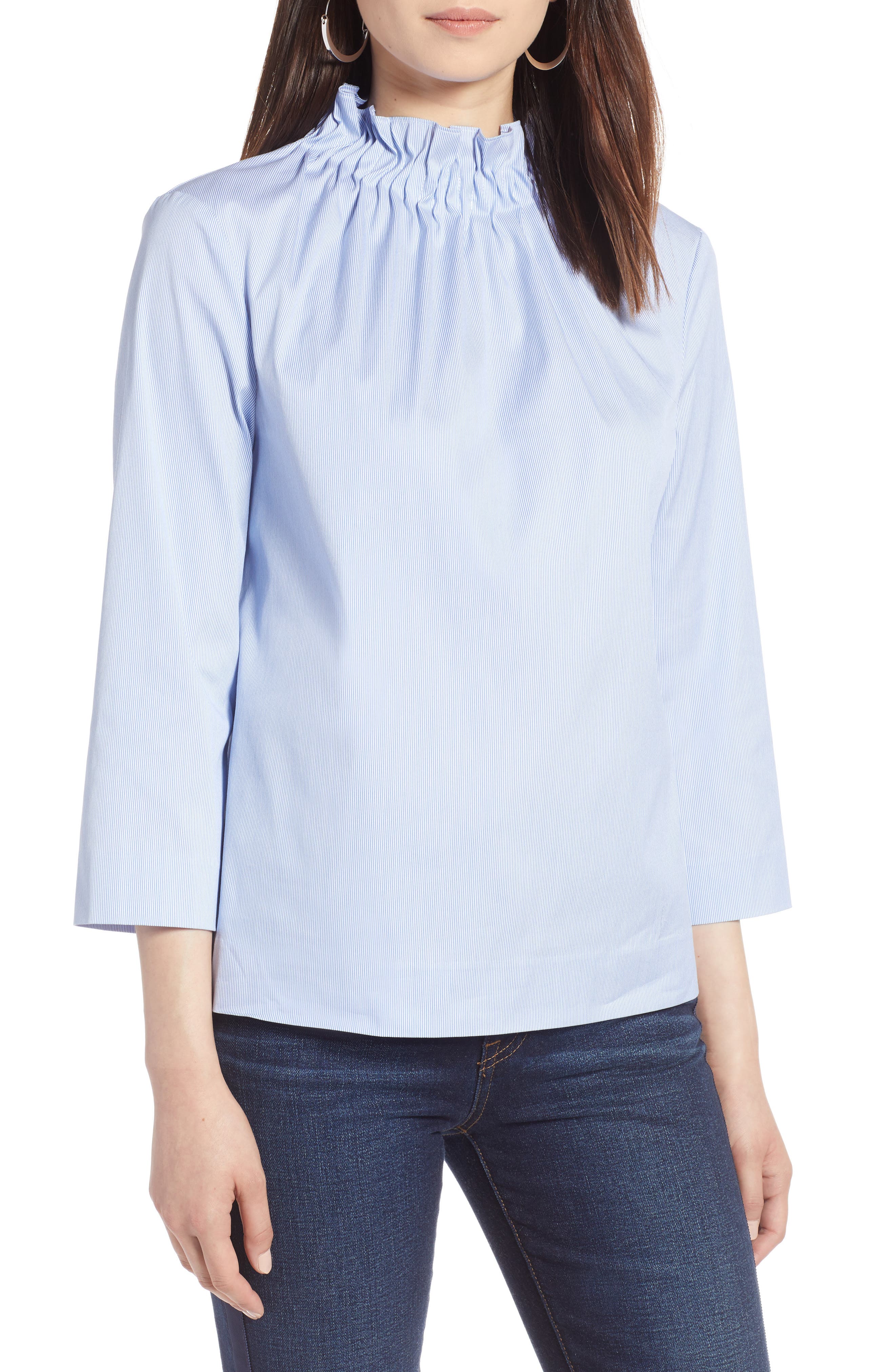 halogen ruffle neck blouse