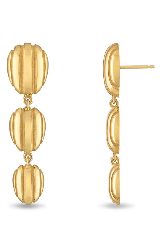 Pamela Zamore Eos Triple Egg Drop Earrings In Gold