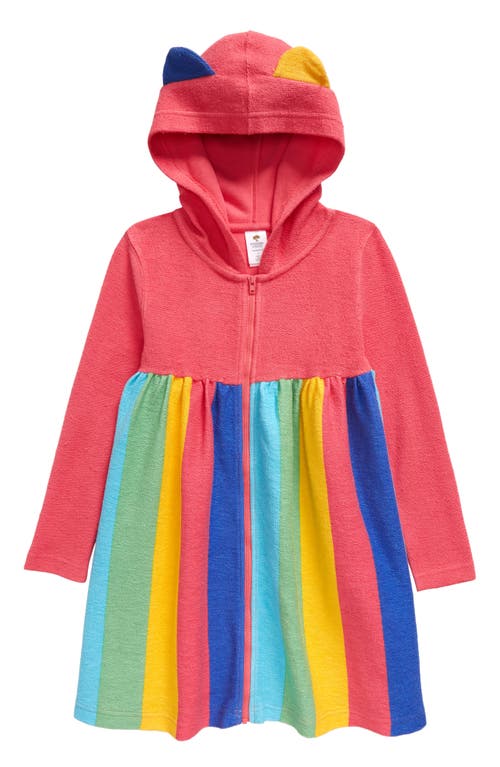 Tucker + Tate Kids' Hooded Swim Cover-Up in Coral Sunkiss Multi Stripe