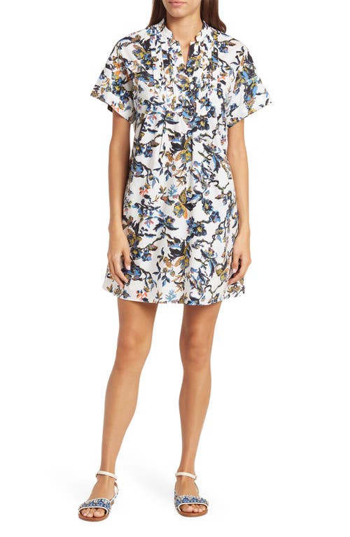 DVF Fiona Pleat Dress in Fauna Toile Large Ivory