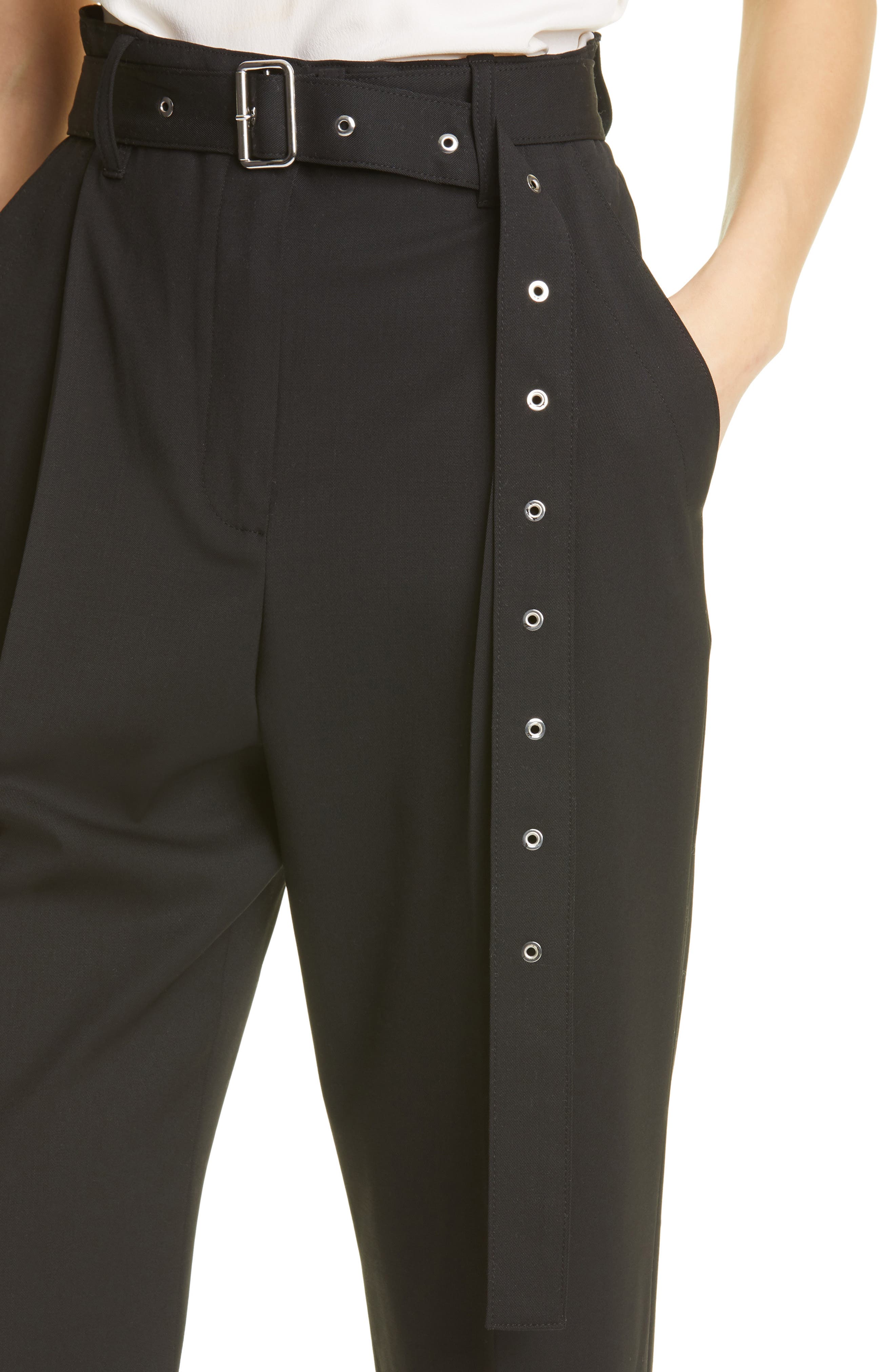 Proenza Schouler Upcycled Crop Stretch Wool Carrot Pants in Black