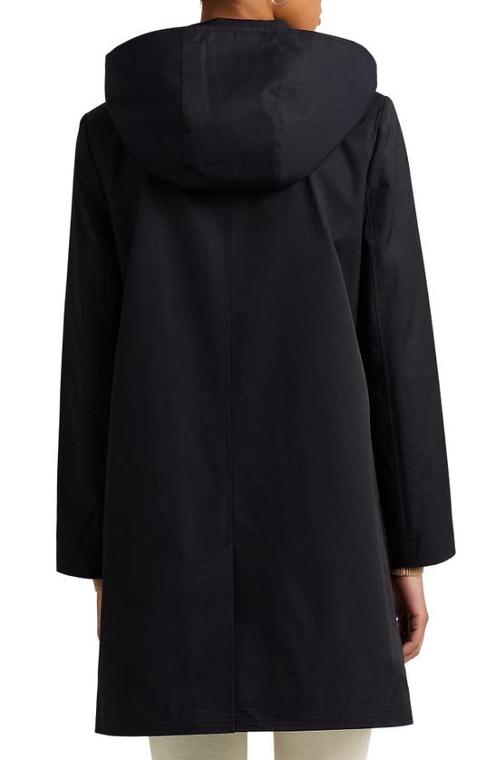 Shop Lauren Ralph Lauren Cotton Blend Coat With Removable Hood In Dark Navy