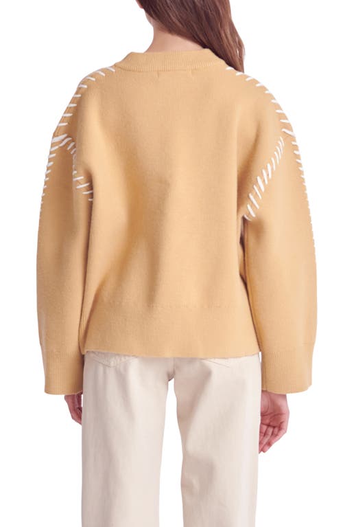 Shop English Factory Whipstitch Accent Crewneck Sweater In Camel/cream