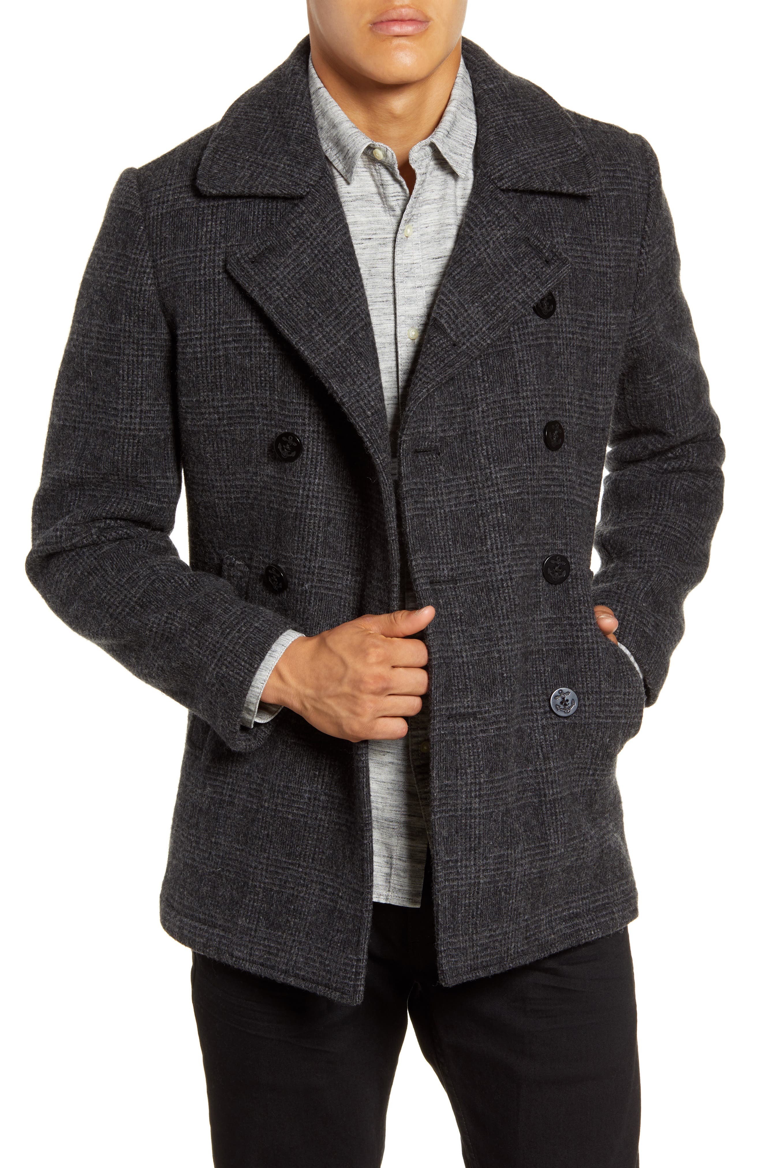 peacoat and jeans
