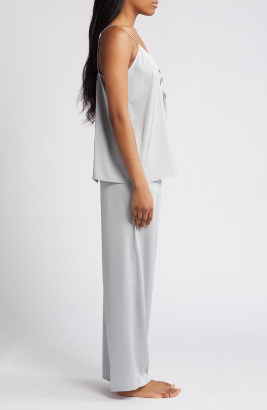 Shop Open Edit Tie Front Satin Pajamas In Grey Silk