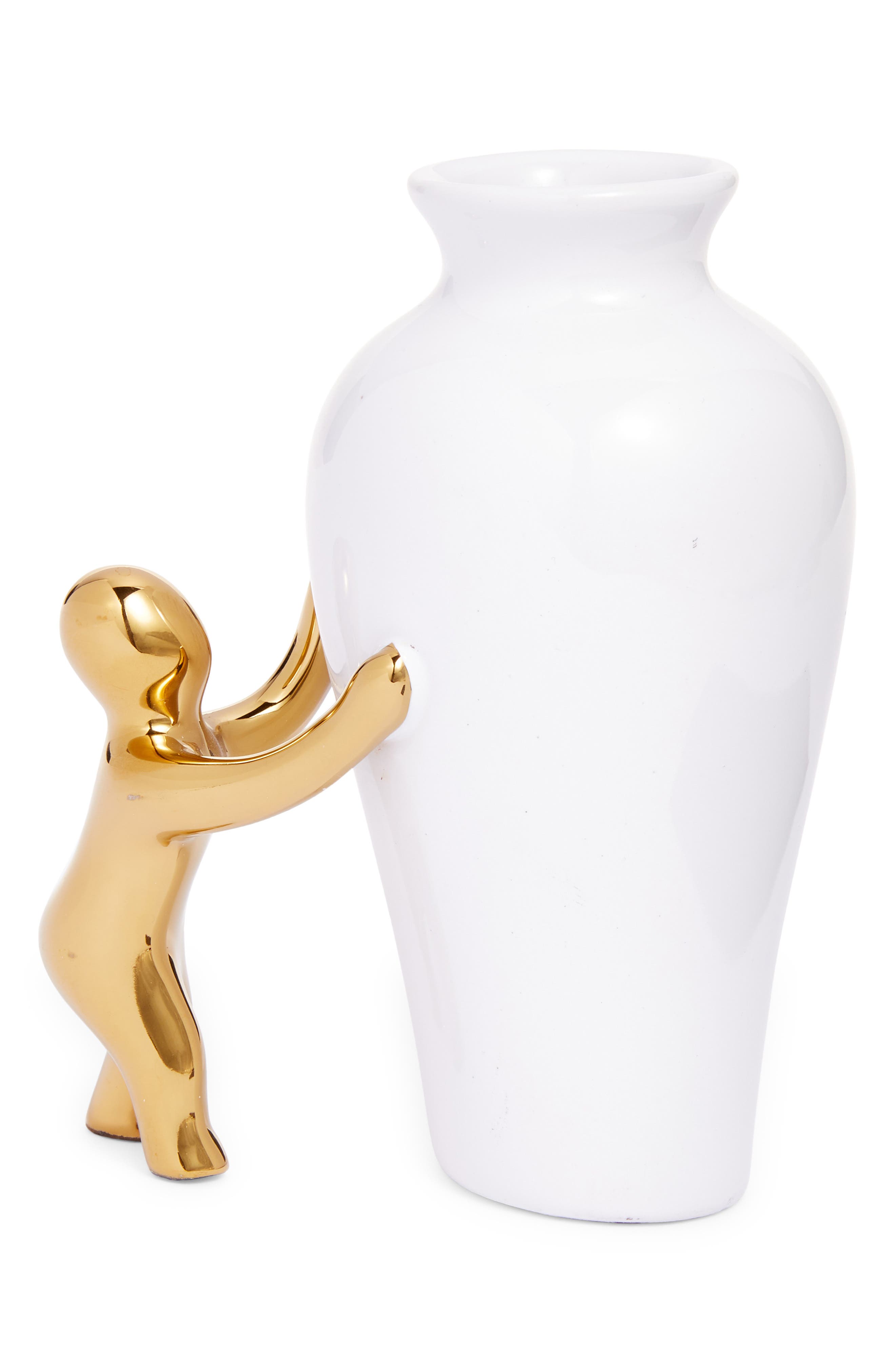 Made By Humans Little Guy Vase in Gold/White