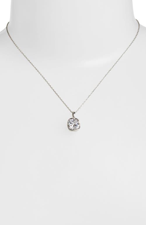 Shop Nordstrom Bezel Sterling Silver & Cubic Zirconia Pendant Necklace In Platinum Plated