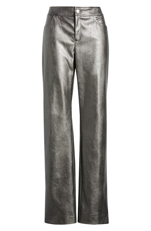 Shop Anne Klein Metallic Faux Leather Bootcut Pants In Gunmetal