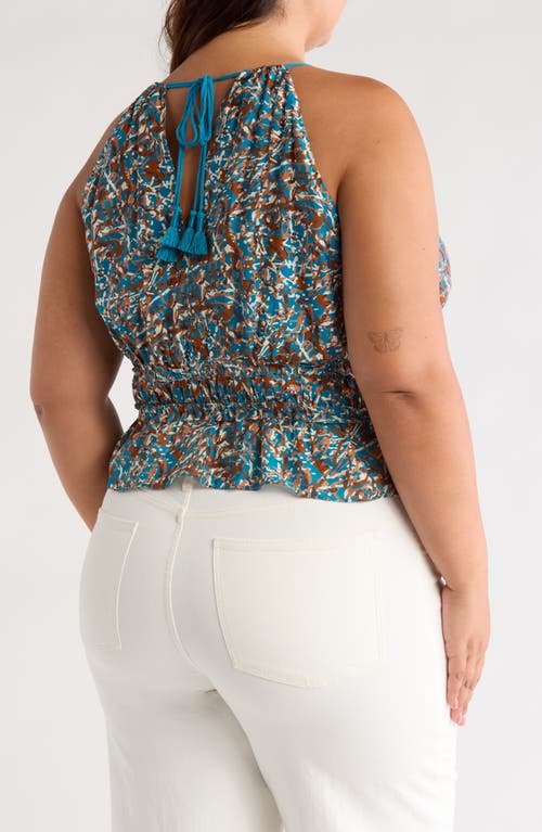 Joie Valarie Keyhole Peplum Tank In Fjord Blue Multi