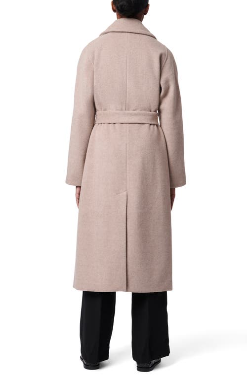 Shop Bernardo Double Breasted Belted Coat In Heather Taupe