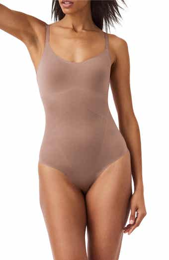 Wolford Bodysuit Opaque Neutral Womens Medium Wide Strap Stretch Button