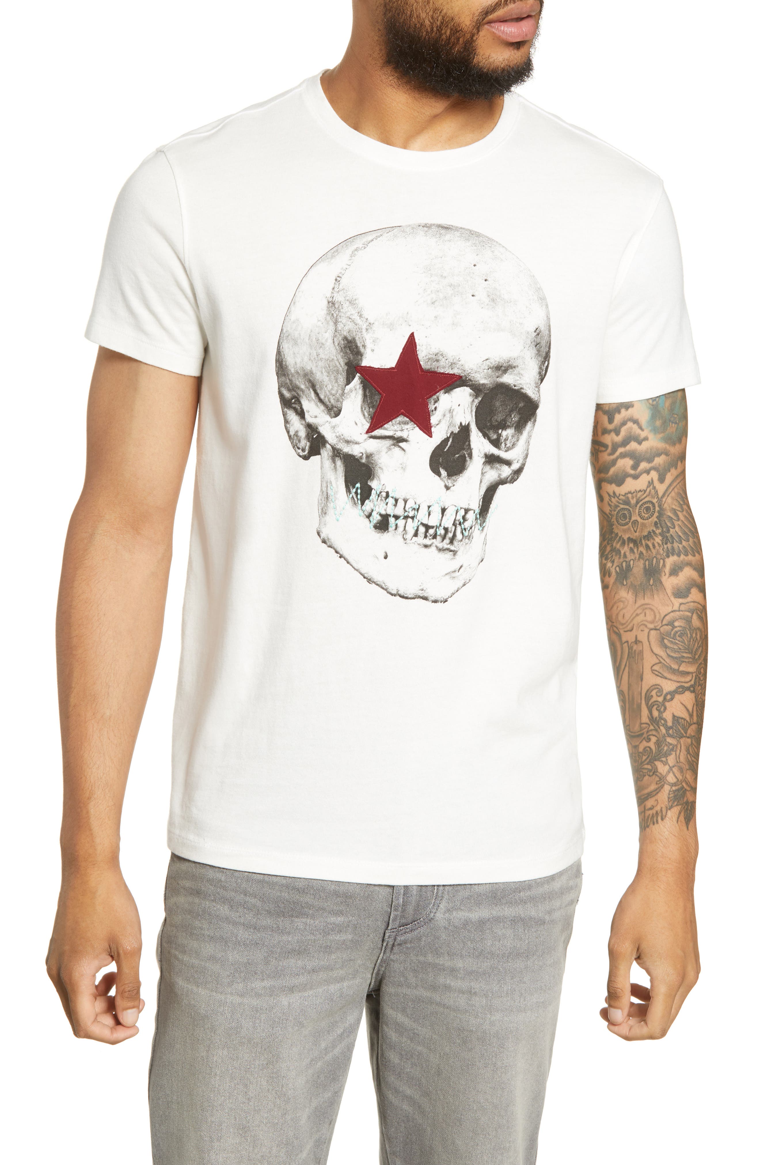 John Varvatos Star USA Mens Short Sleeve Skull Graphic Crew T-Shirt