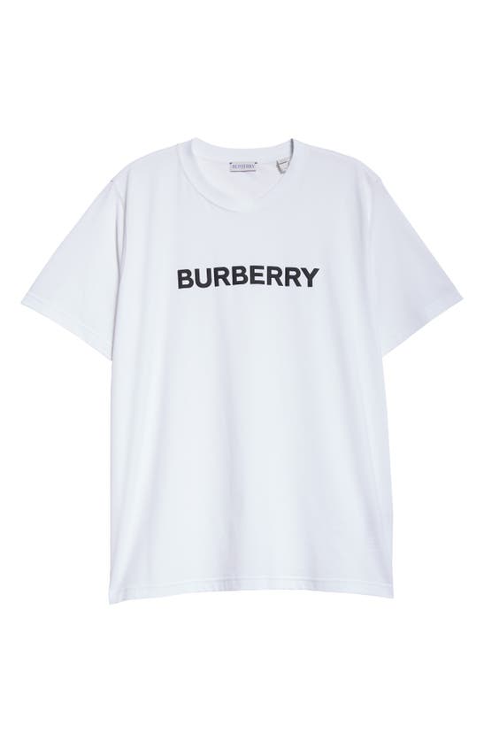 Shop Burberry Logo Cotton Graphic T-shirt In White