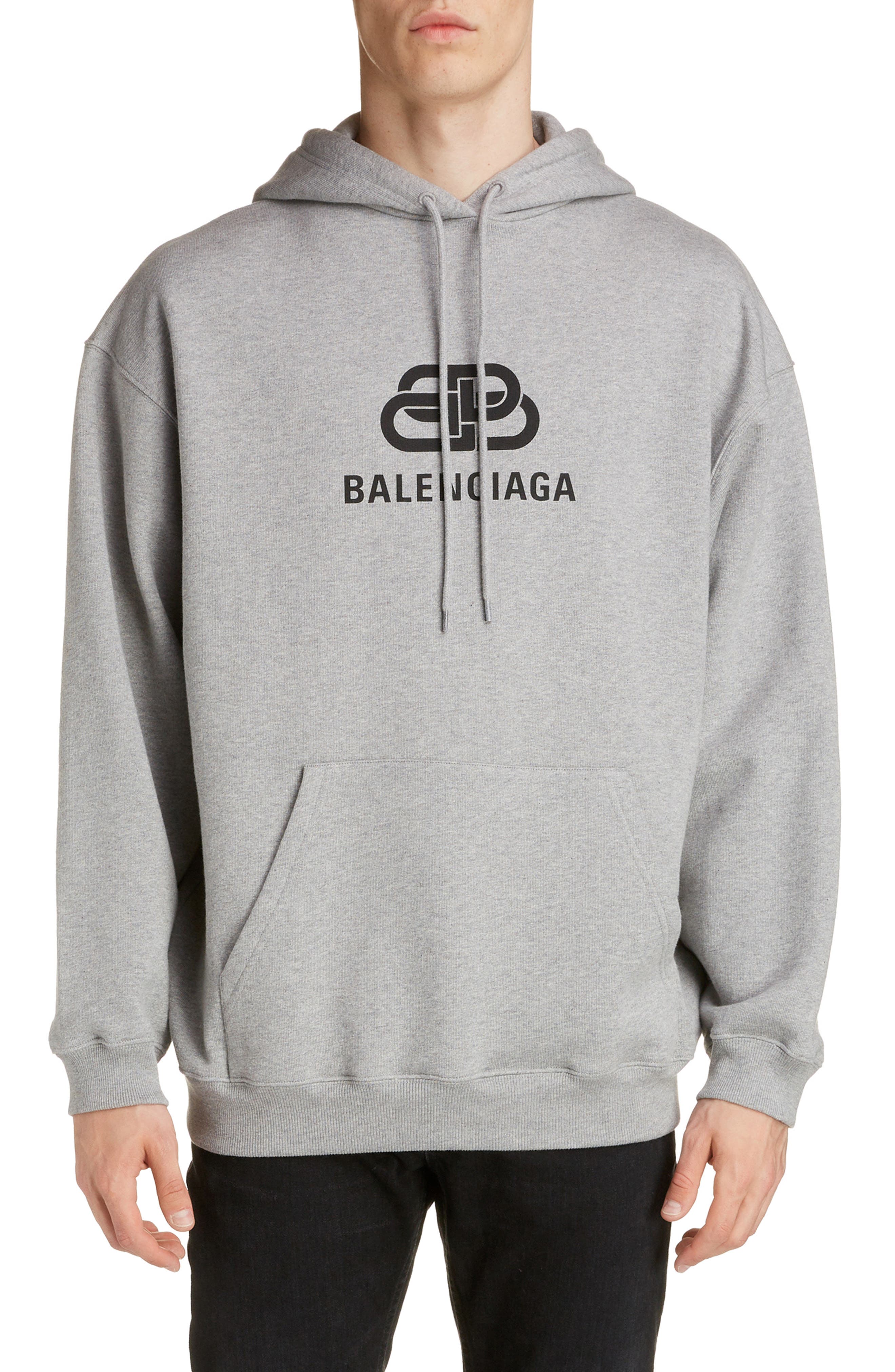 balenciaga logo hoodie grey