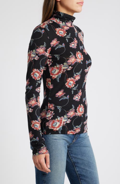 Shop Treasure & Bond Sheer Layering Turtleneck In Black Wander Floral